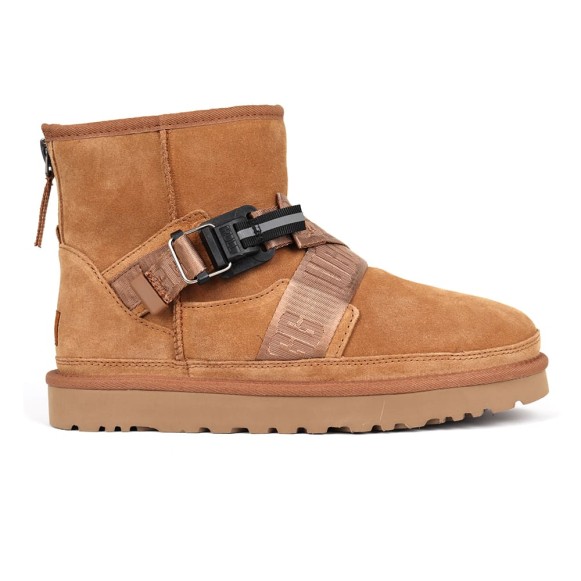 Мужские ультра короткие угги UGG Classic Ultra Mini Hybrid Strap Short Boots Chestnut