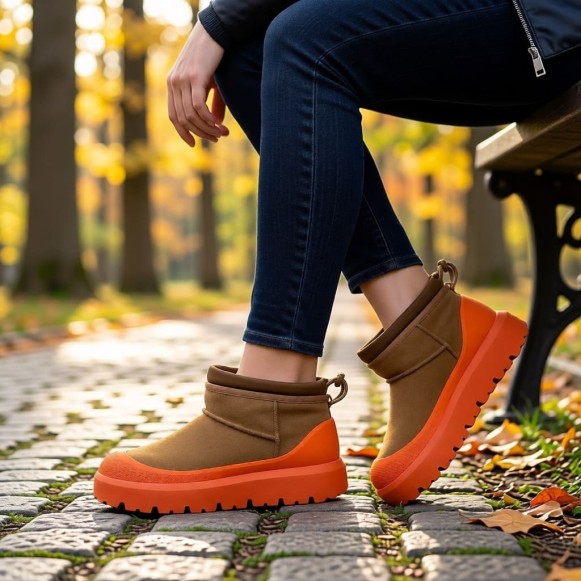 Женские ультра мини угги Ugg Ultra Mini Hybrid Chestnut / Orange