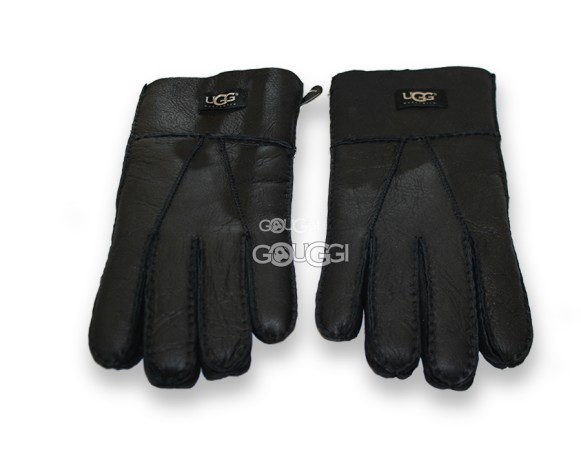 Меховые перчатки мужские Suede Dark Black