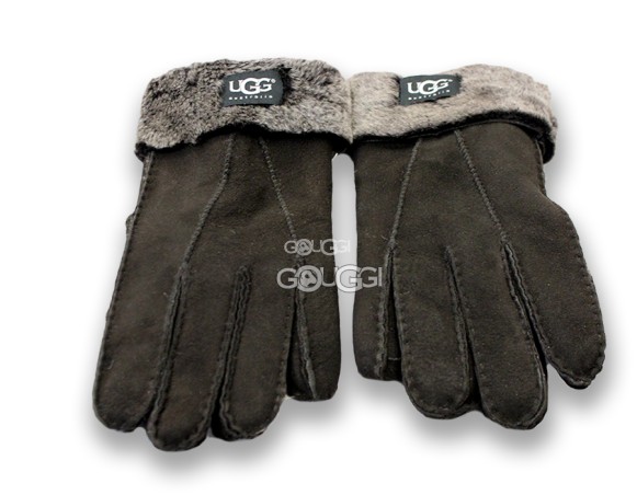 Меховые перчатки мужские UGG Grey Leather