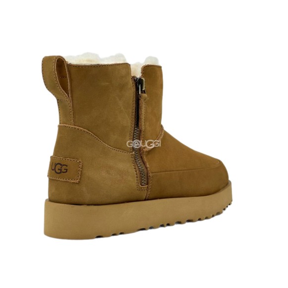 Classic Zip Mini Suede Boot Chestnut